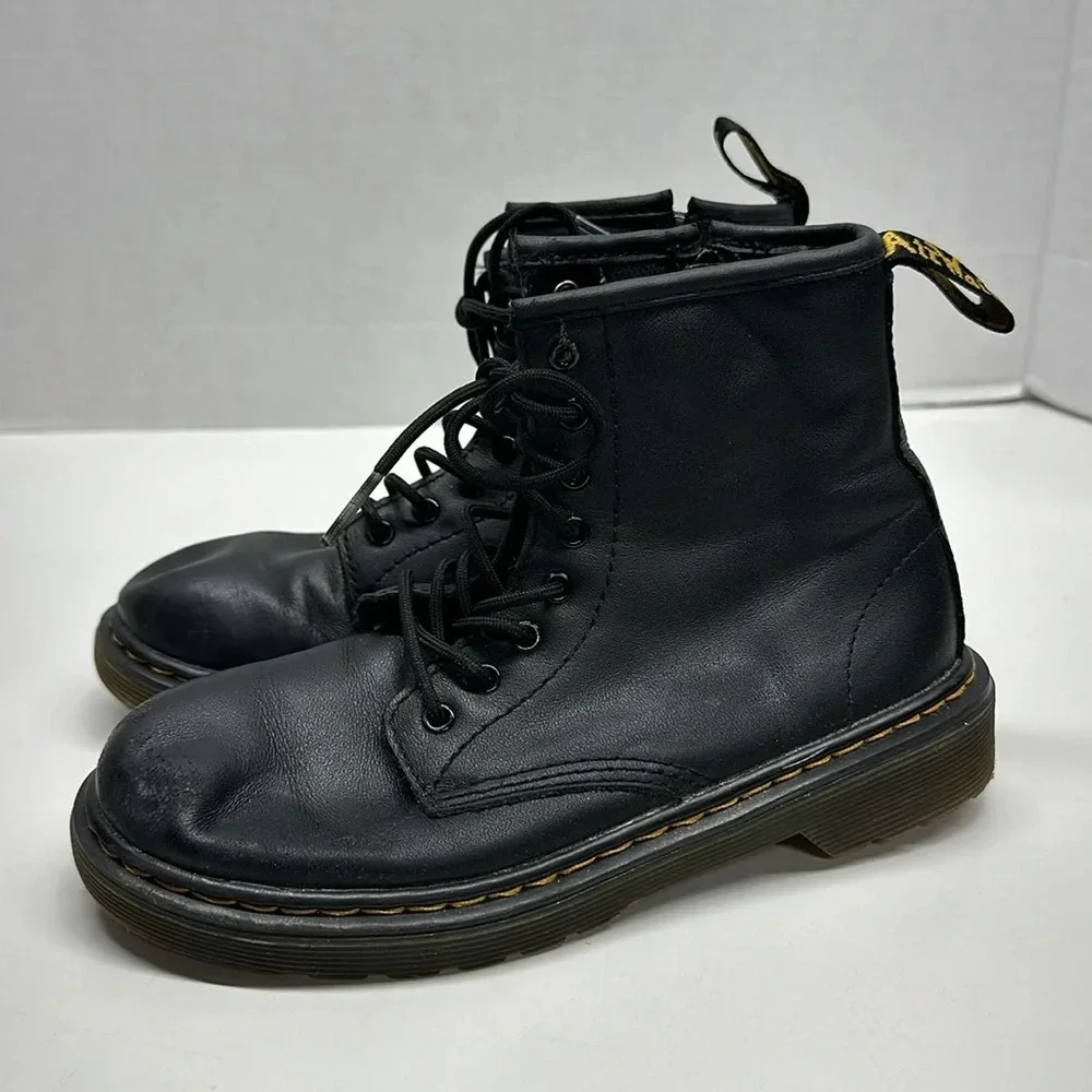 Doc Dr Martens Boots Docs Boot Combat Lace Up Leather 1460 Black Big Kids Size 2